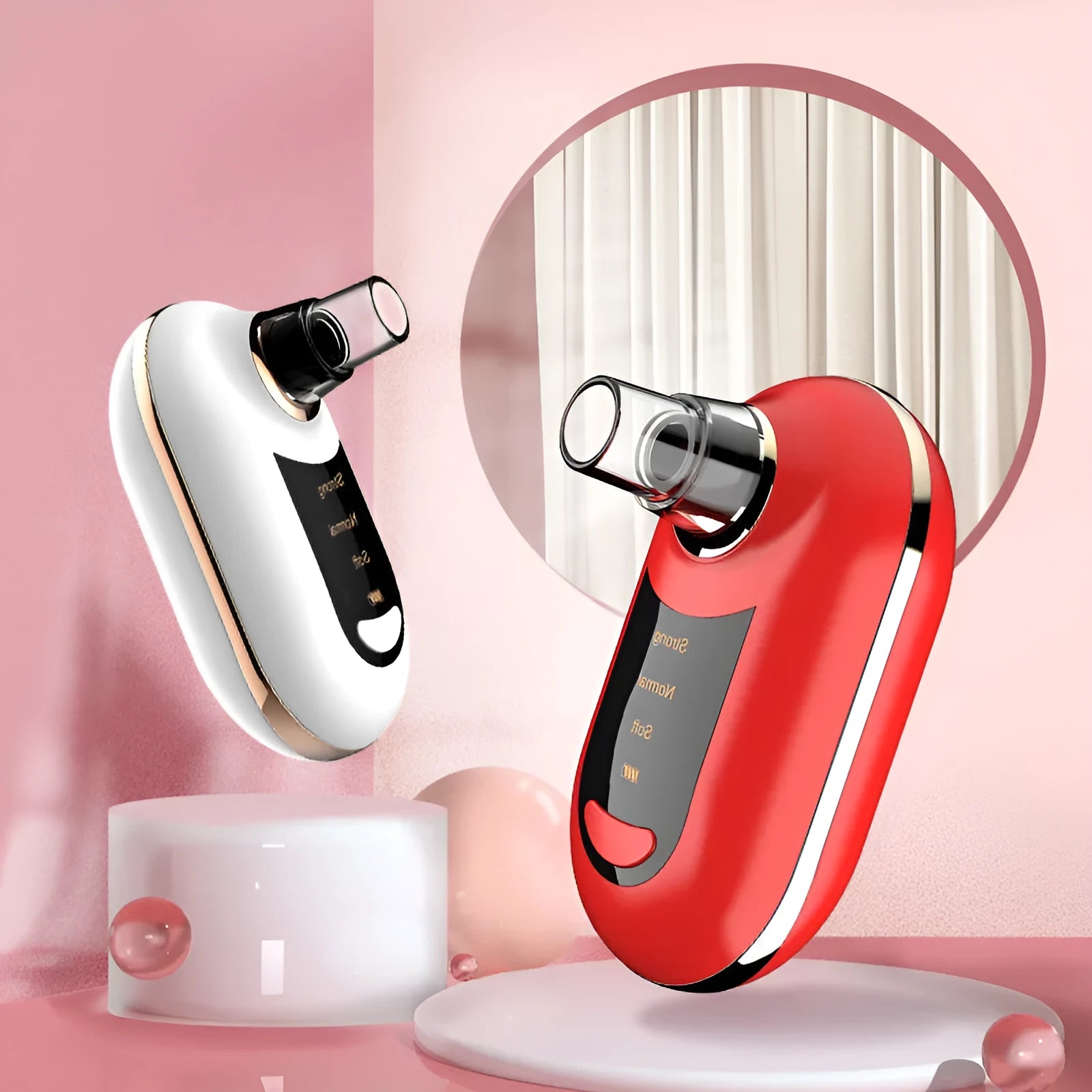 Beauty salon pore vacuum electric blackhead suction device with ABS plating shell in green, pink, red, and white colour options