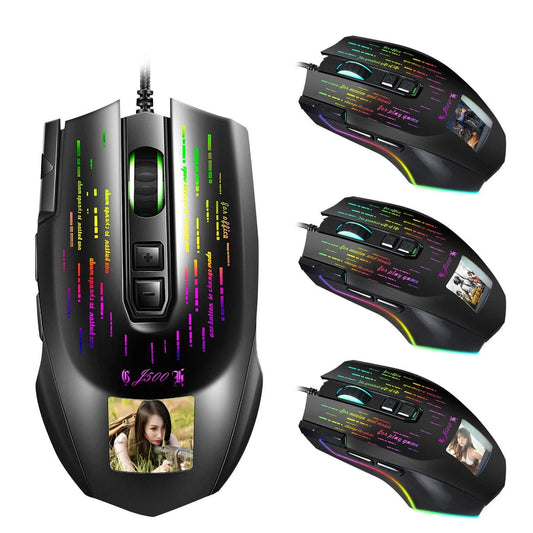 Multi-language Display Gaming Wired Macro Mouse with customizable RGB backlight