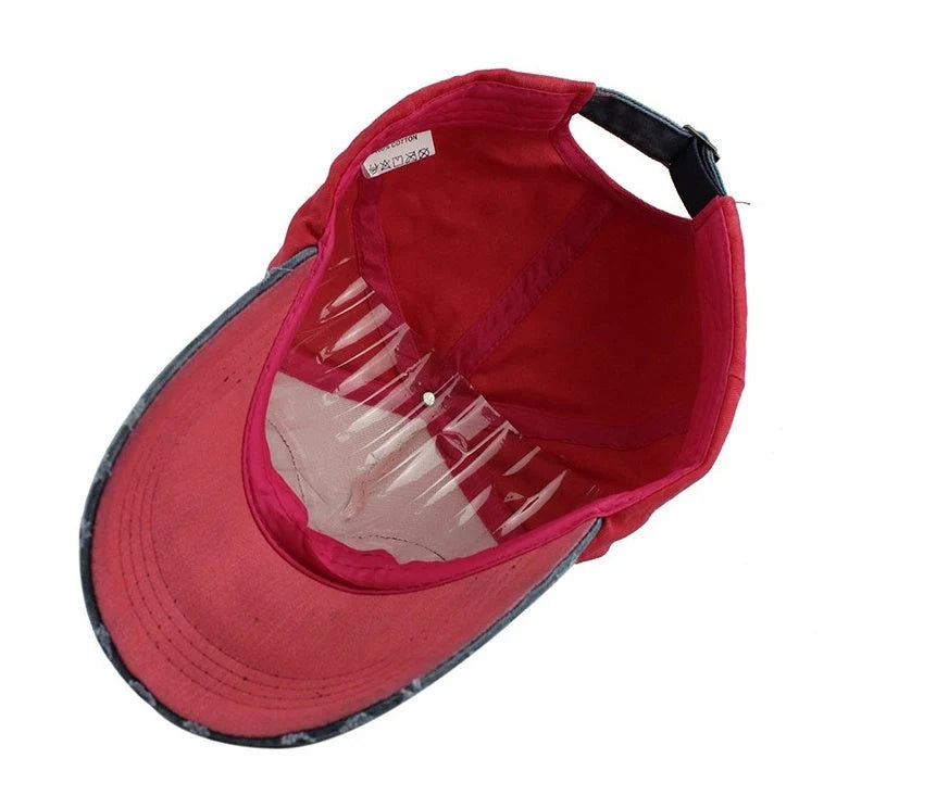 Cotton baseball hip hop cap with extended visor in various colors