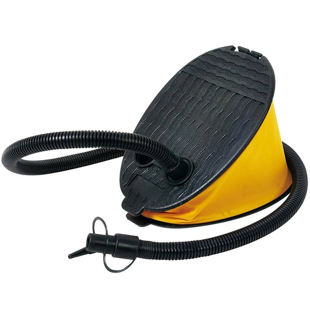 AIRHEAD High Volume Bellows Foot Pump in yellow with hose and adapters