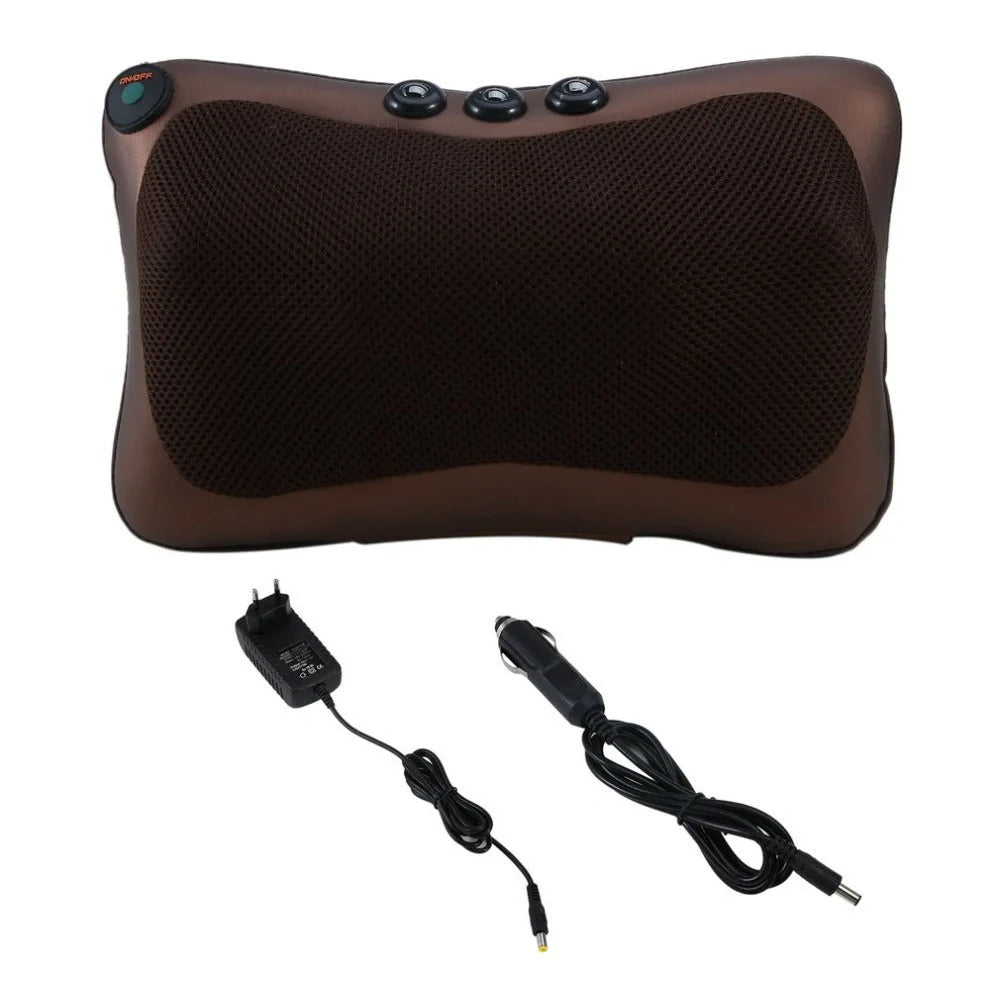 Brown magnet cervical massager pillow with 3D fit design for neck, back, and shoulder relief