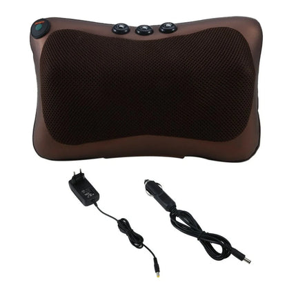 Brown magnet cervical massager pillow with 3D fit design for neck, back, and shoulder relief