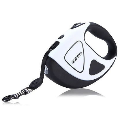 Automatic retractable dog leash with LED light for night safety