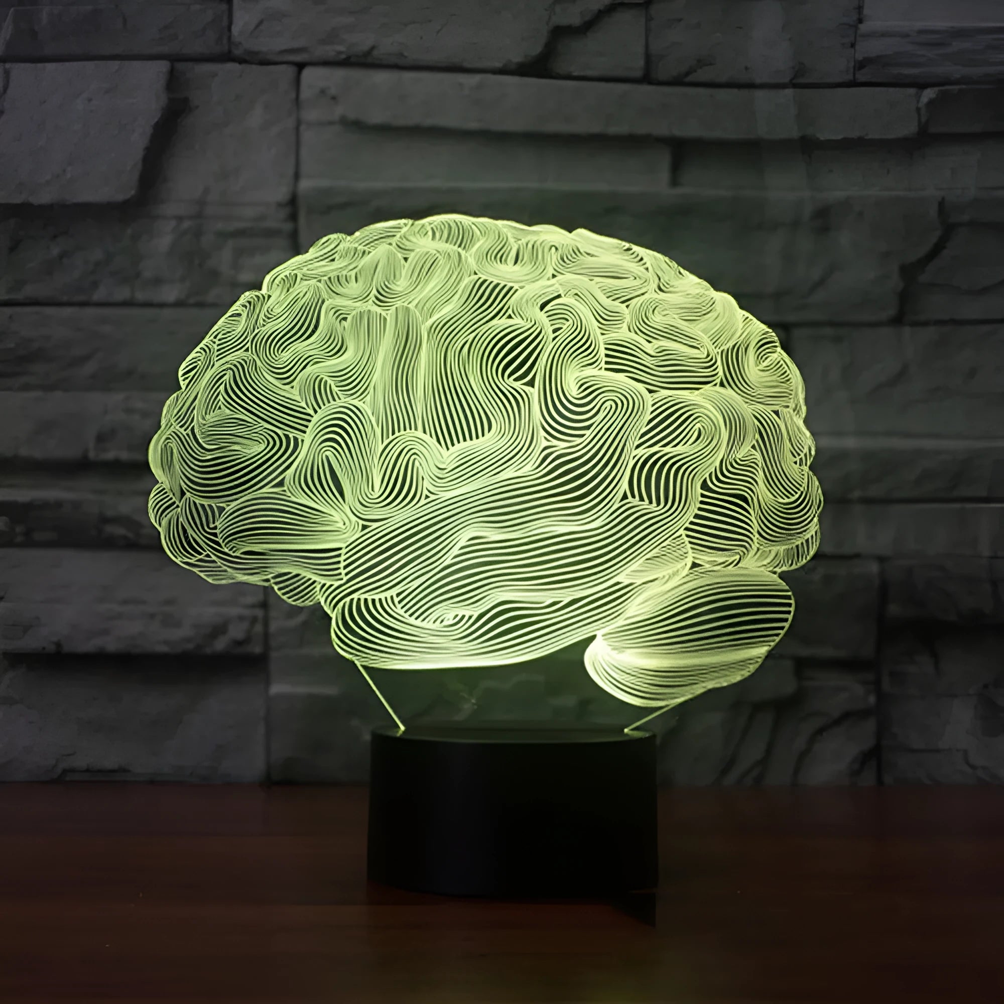 Acrylic 3D desk lamp with LED colour-changing lights and remote control on black ABS base