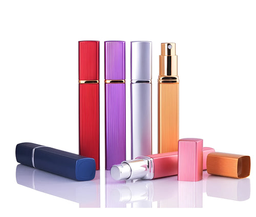 12ml aluminium perfume tube empty bottle with glass liner, lipstick type, square design, gold colour