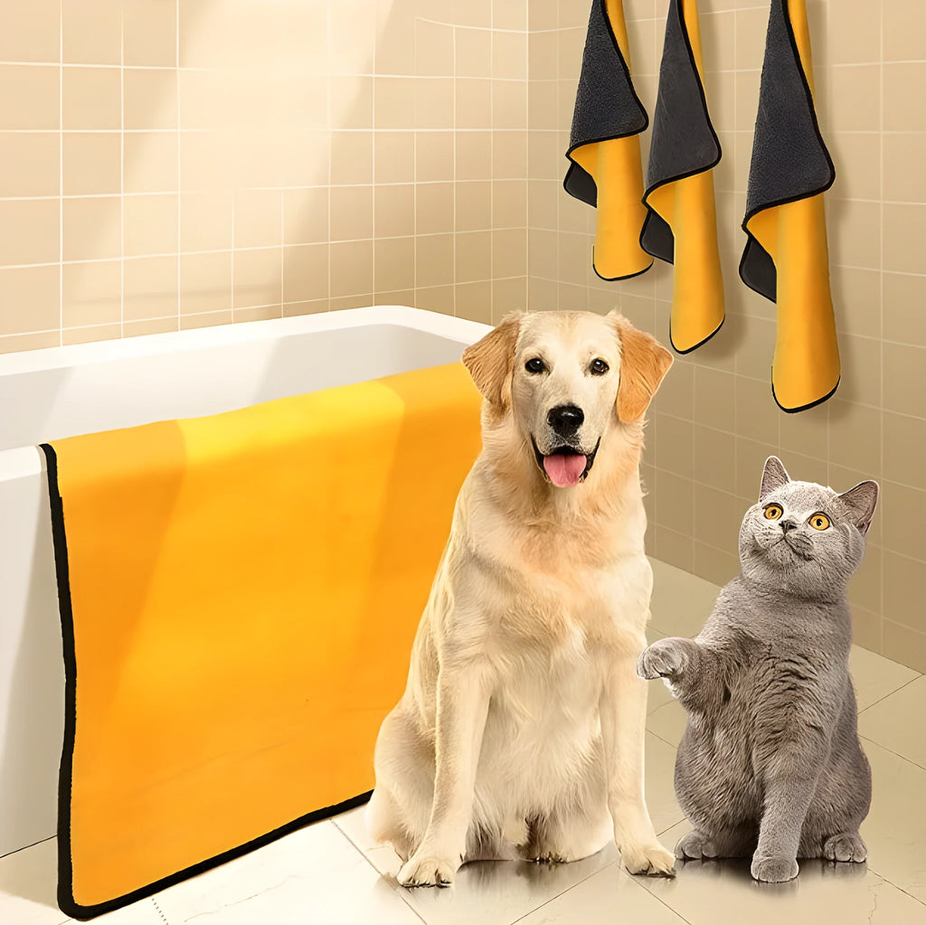 Dog absorbent bath towel microfibre quick-dry pet towel in three sizes S M L