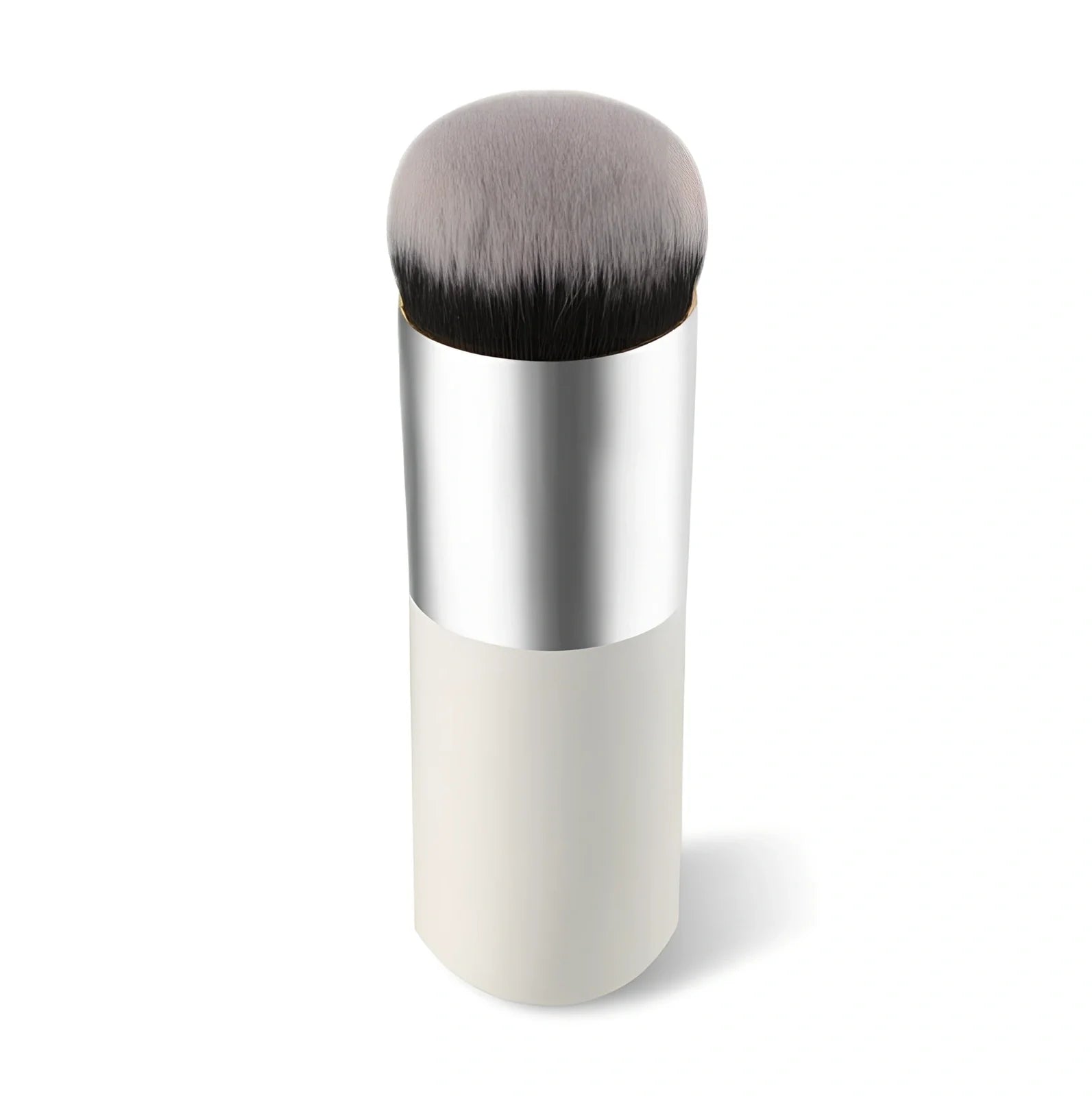 Chubby pier makeup brush in black silver with 2cm rayon bristles and 11cm wooden handle for foundation