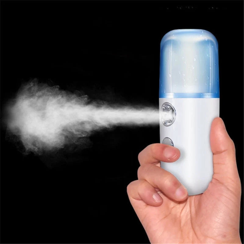 Compact portable nanospray humidifier for deep skin hydration in various colors