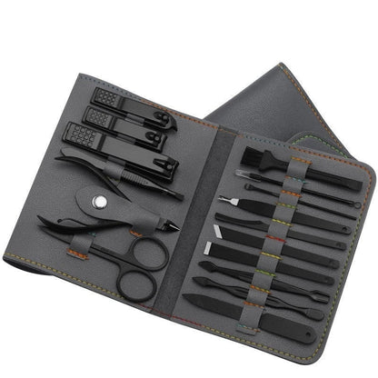 Premium 16-Piece Manicure and Pedicure Tool Set in Portable PU Leather Case