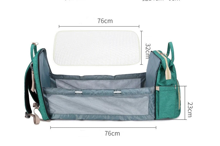 Portable Folding Crib Mummy Bag in green, grey, black, and pink options
