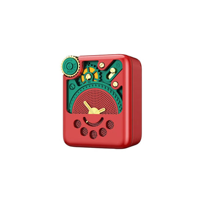 Retro Elvis Mini Bluetooth Speaker in red with compact design and subwoofer