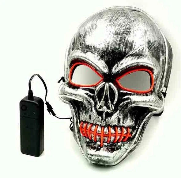 Halloween LED Glowing Full Face Mask with adjustable light modes and voice control feature
