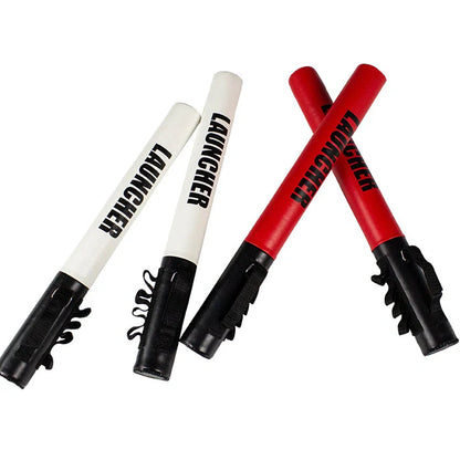 Boxing reaction target stick with red striking surface on adjustable stand