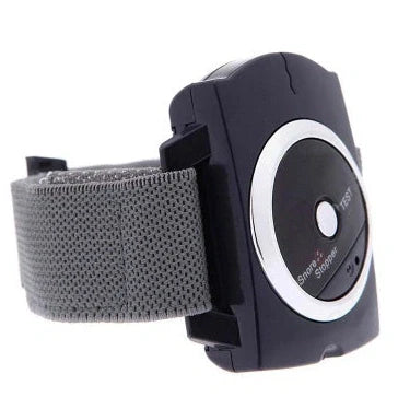 Blue anti-snoring wristband device measuring 55x60x13mm with adjustable 24cm strap for automatic snoring detection