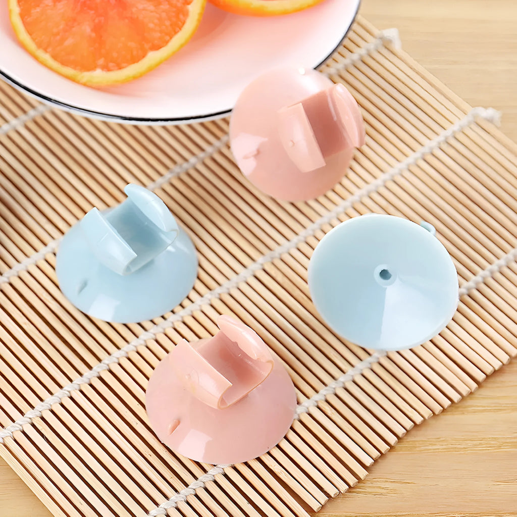 PVC suction cup kitchen gadget with rice scoop, 2.3cm clamp diameter, blue colour on tiled wall