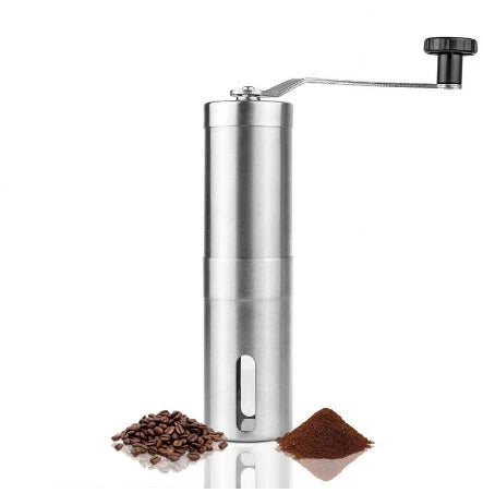 Stainless steel hand coffee grinder with ceramic core for consistent coffee grinding