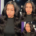 Black mid-length large roll wig for women, 26 inches Kanekalon synthetic hair with side bangs