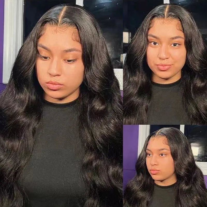 Black mid-length large roll wig for women, 26 inches Kanekalon synthetic hair with side bangs