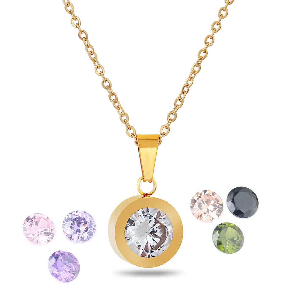 Diamond titanium steel necklace with 8 interchangeable colour options for versatile styling