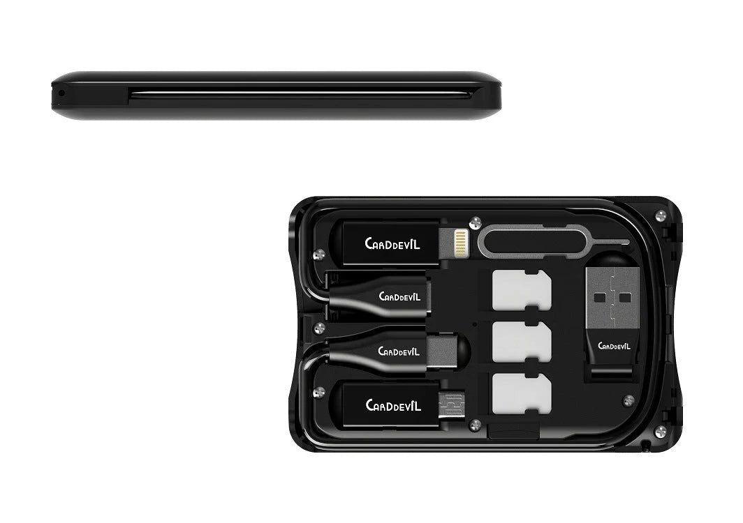 Multifunctional Travel Survival Card All-in-One Data Cable in black