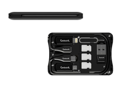 Multifunctional Travel Survival Card All-in-One Data Cable in black