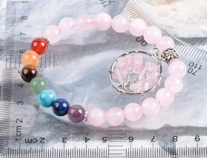 Crystal Beaded Bracelet with seven chakras design and powder crystal beads