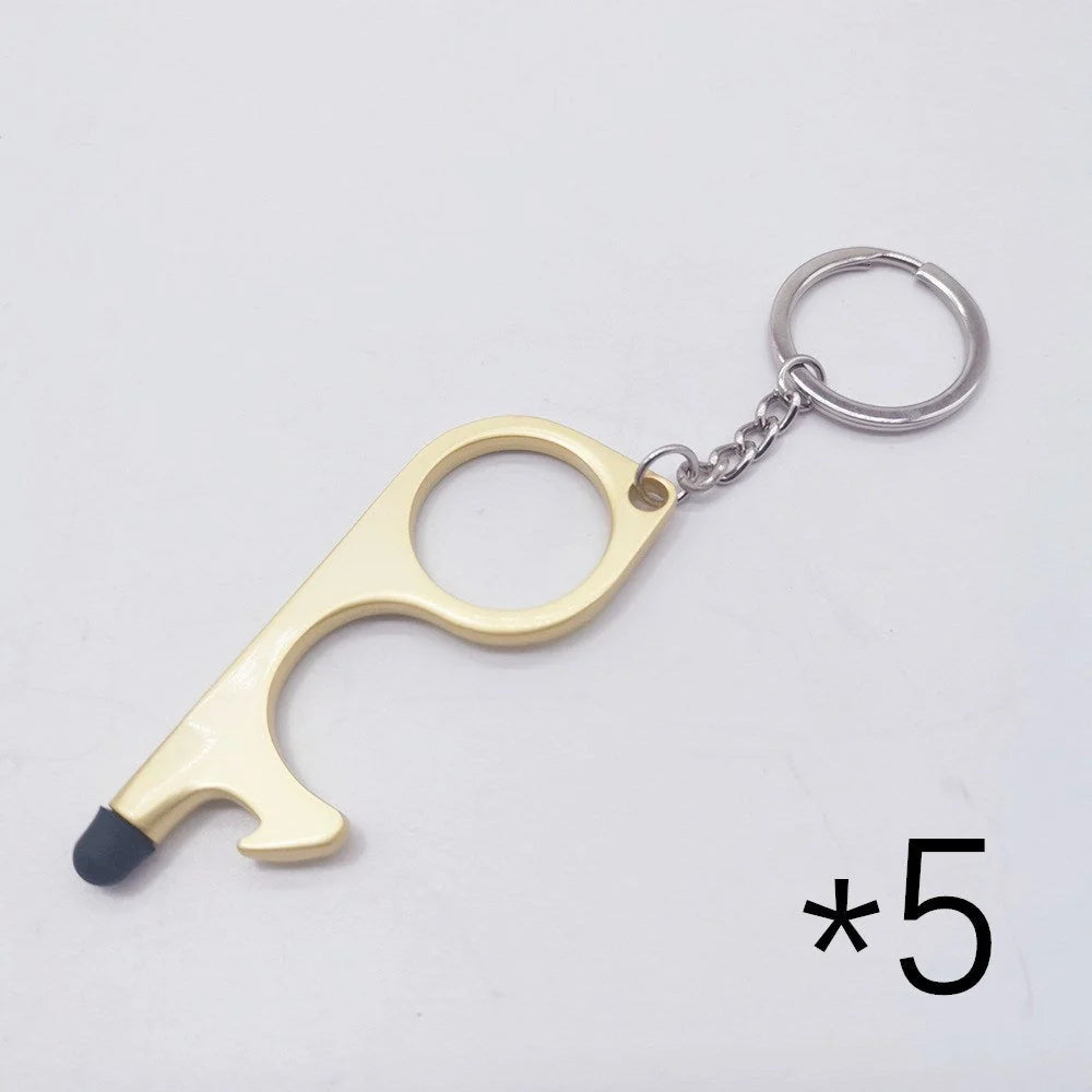 Alloy protective door opener keychain in various colours, 7.9cm in size