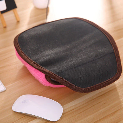 USB heated mouse pad with wrist rest in pink and brown options