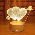 Creative 3D small night light table lamp with acrylic lampshade and USB cord, shown in Nordic style against a dark background