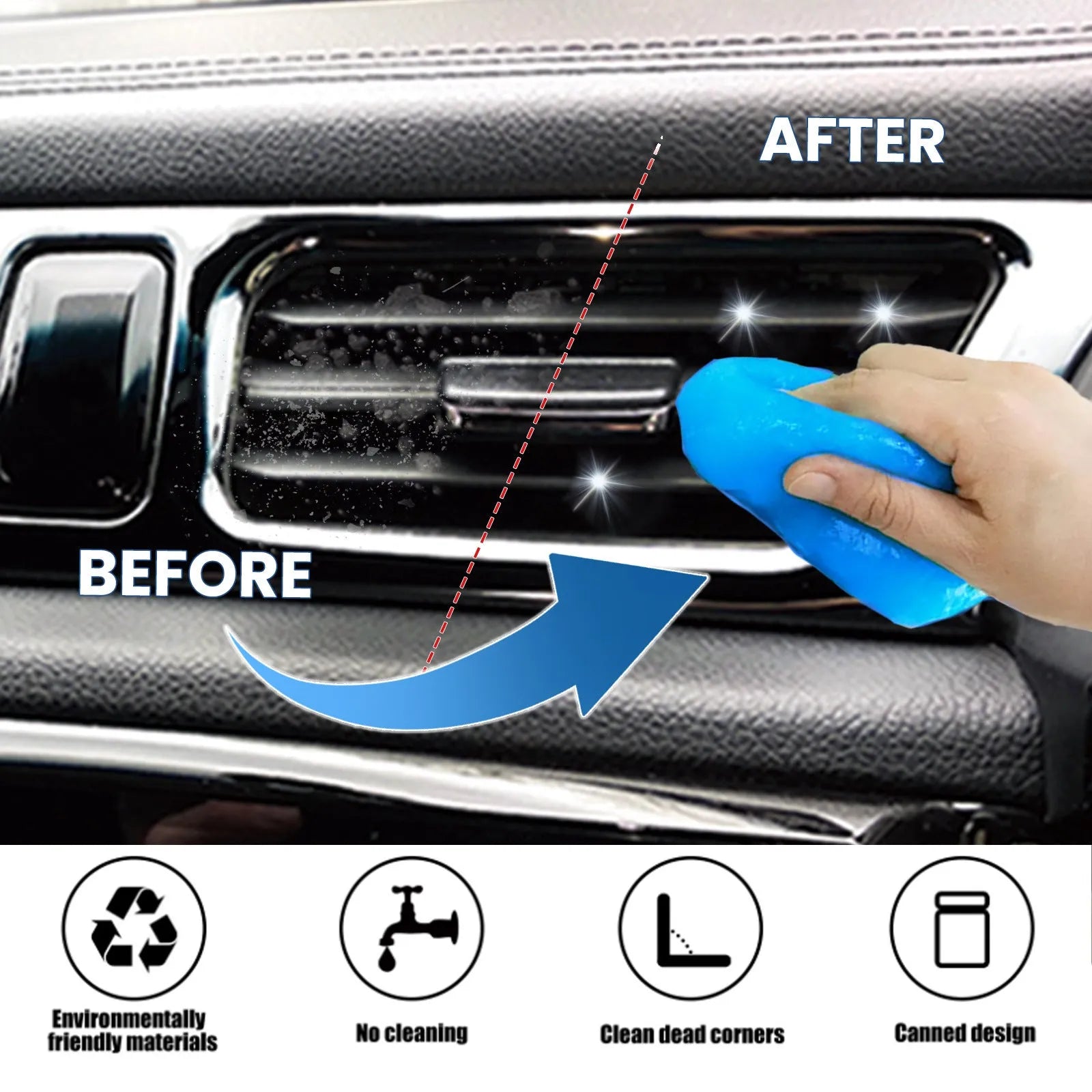 70g car cleaning soft gel adhesive for dashboard and console gap dust removal measuring 6.2x5.7cm