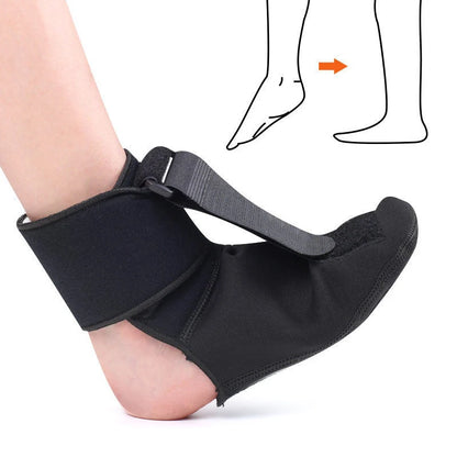 Adjustable ankle support orthosis for rehabilitation and sports, available in sizes S, M, L.