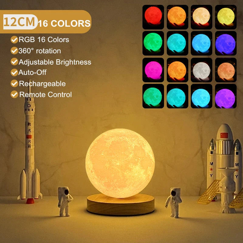 3D Magnetic Floating Levitating Moon Lamp with touch control and 3 colour options
