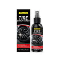 Single bottle of water-based tire brightener spray with polymer and wax formula for car tyres