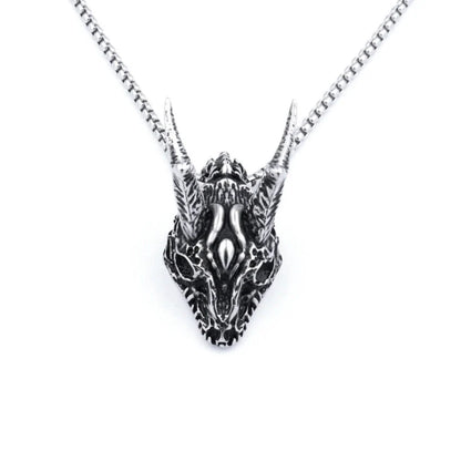 Stainless steel long horn pendant necklace with adjustable chain