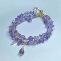 Double row natural ametrine crystal bracelet in D178 colour showing purple and yellow stone zones