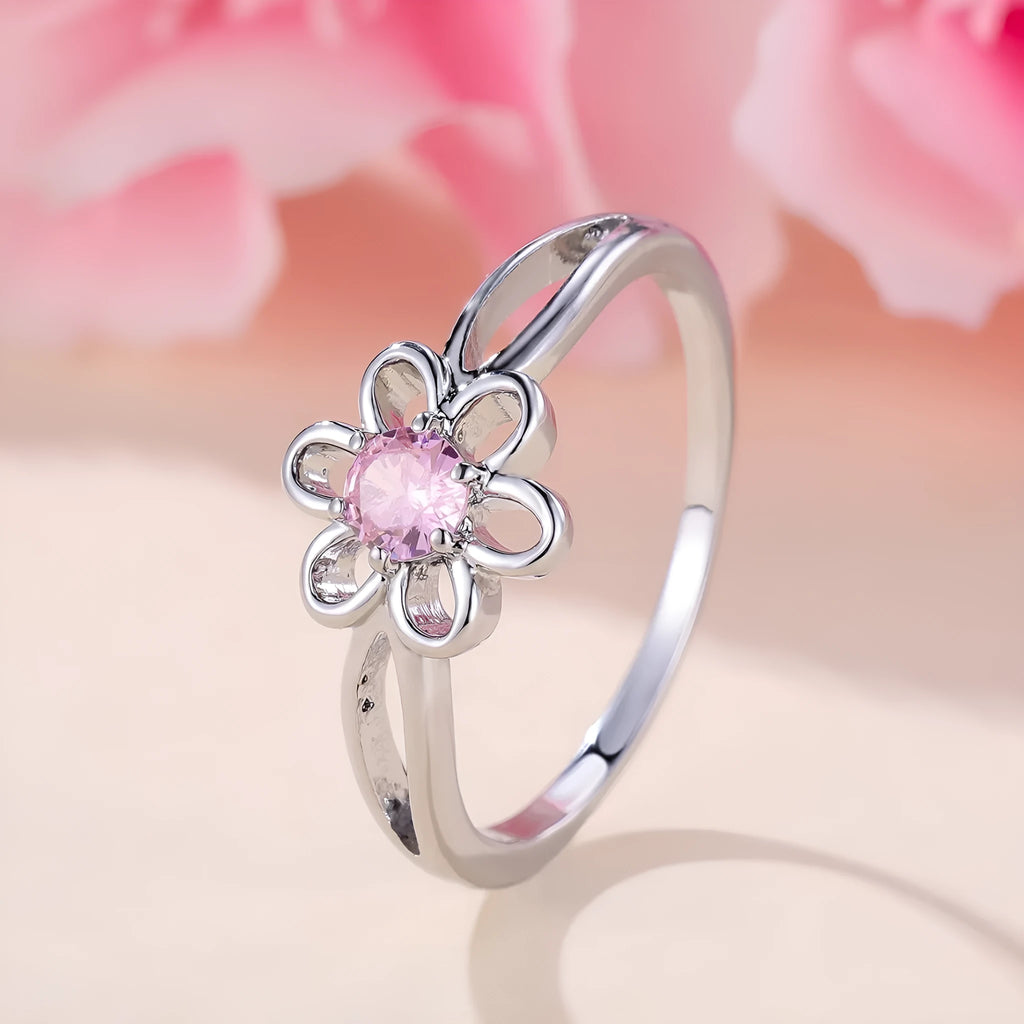 Women's hollowed floral fashion ring in electroplated copper with UK sizes 5-13
