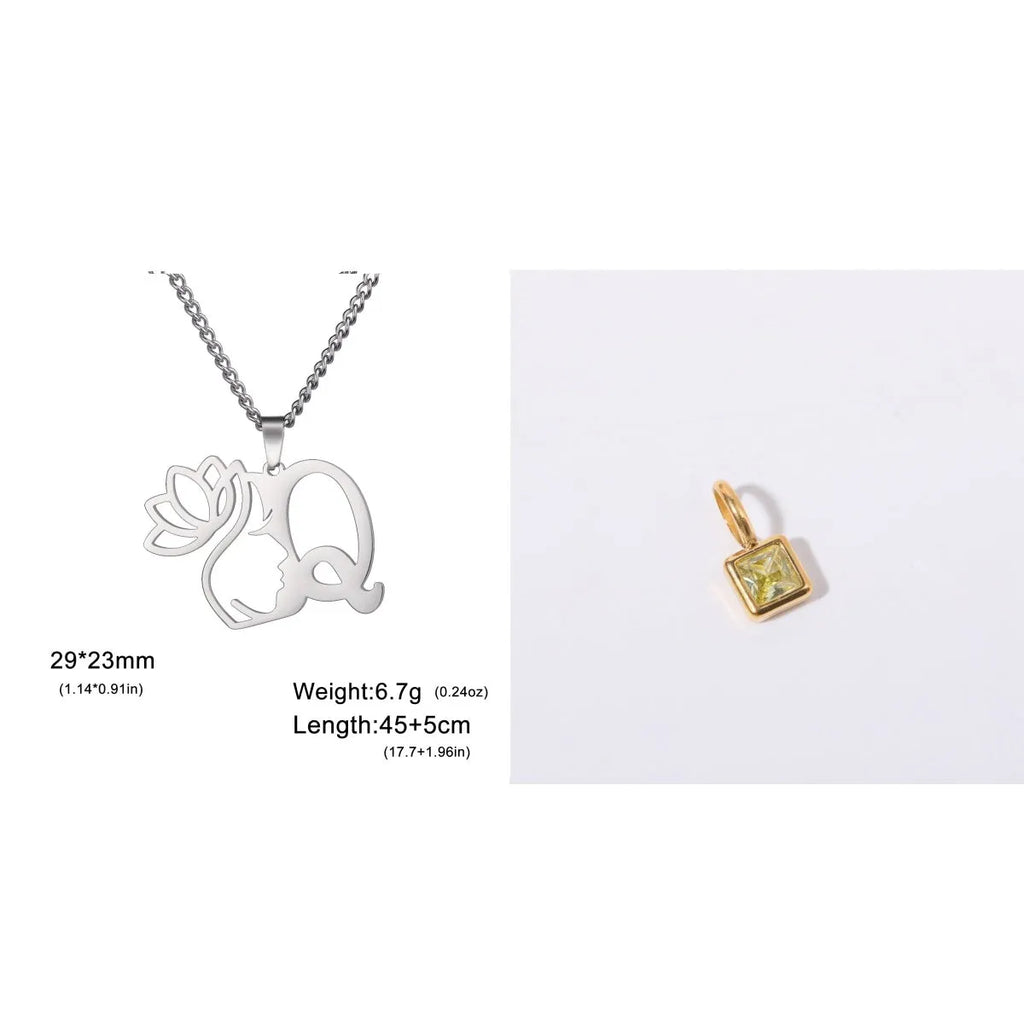 Stainless steel necklace with cross chain design and a pendant, available in gold or steel colour.