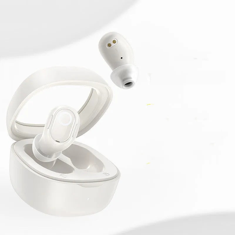 Noise reduction wireless Bluetooth headset in beige colour with plastic build and USB charger