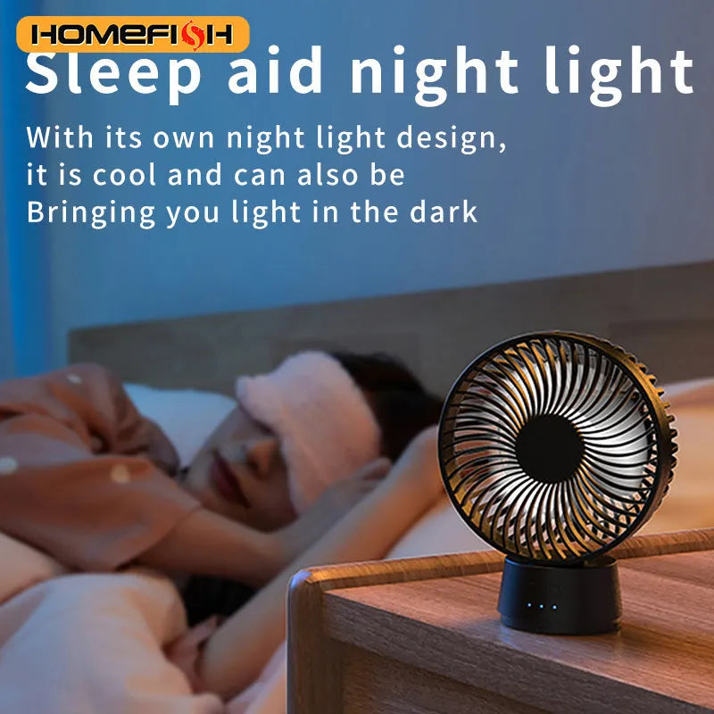 HOMEFISH F2 automatic shake head portable fan with removable bracket and LED light