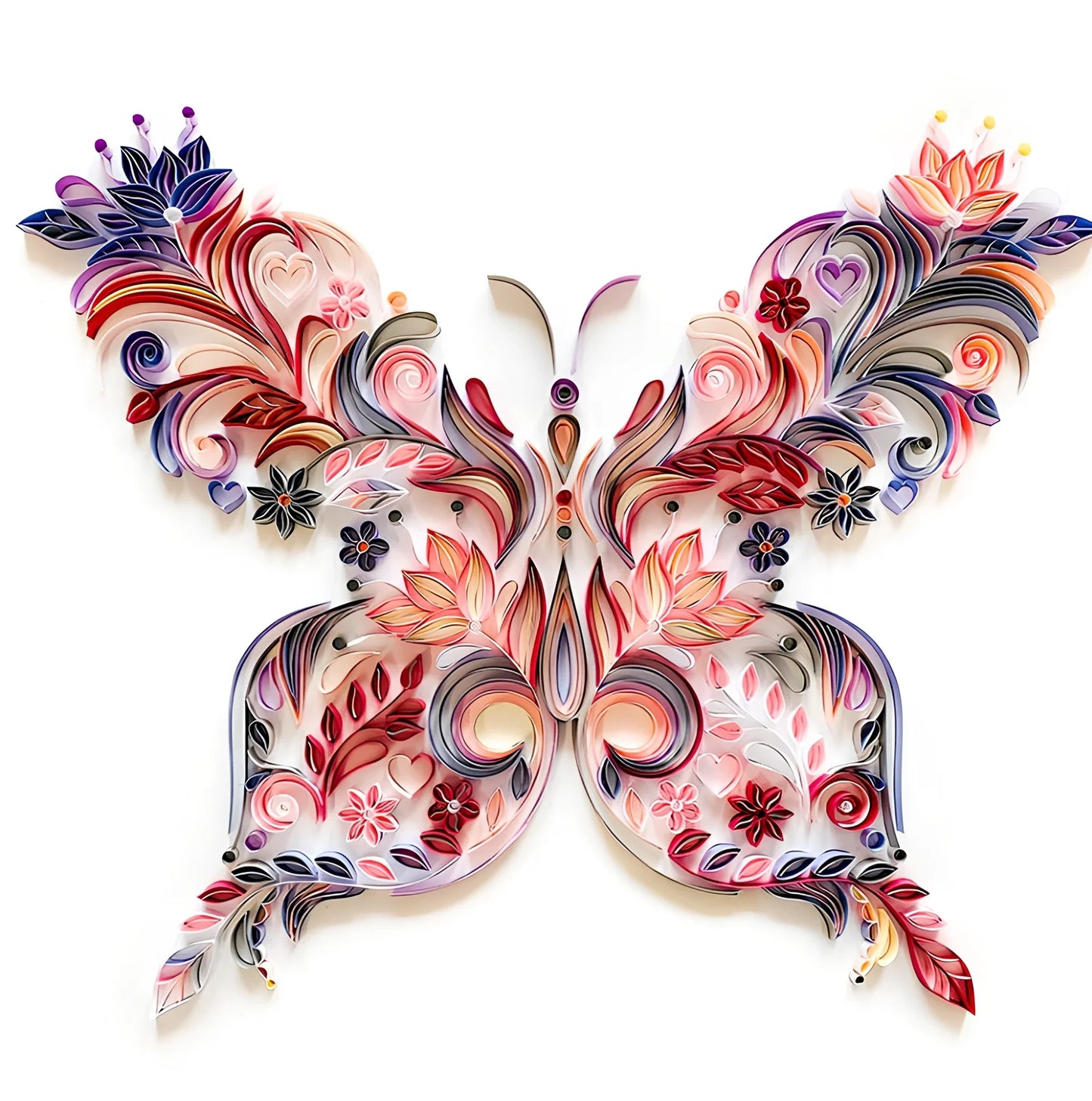 20-inch handmade butterfly quilling paper craft kit with tools including glue, scissors, awl, and tweezers
