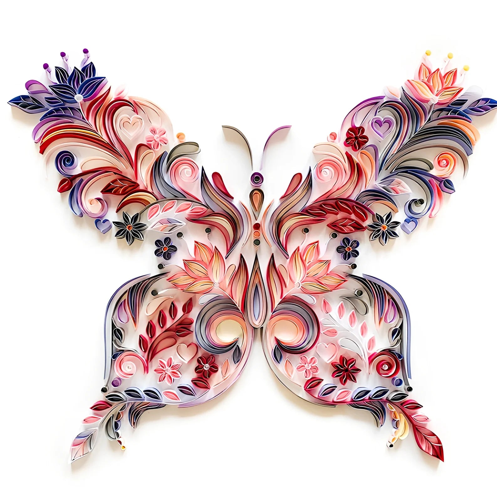 20-inch handmade butterfly quilling paper craft kit with tools including glue, scissors, awl, and tweezers