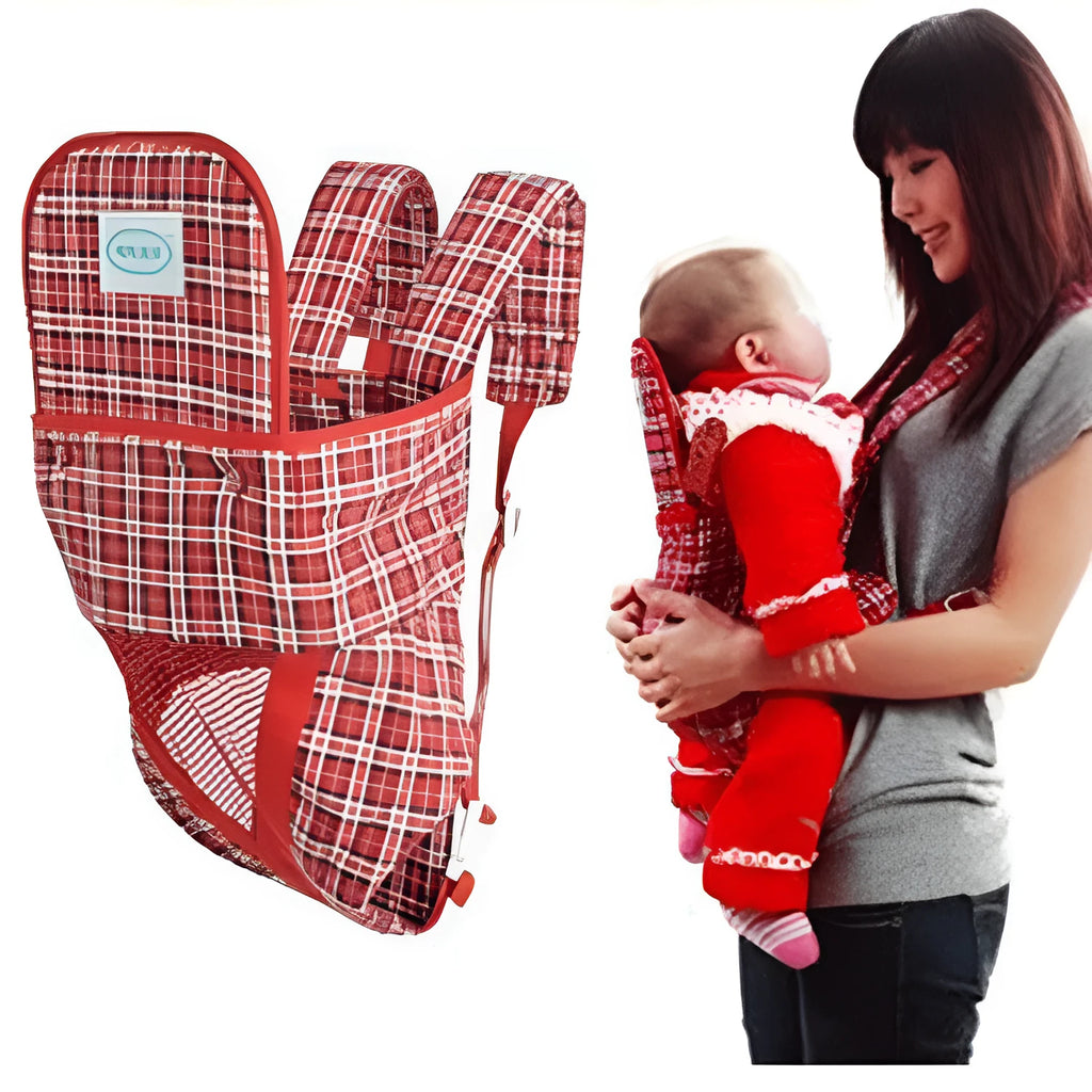 Multifunctional baby carrier in blue with double shoulder straps and backpack style.