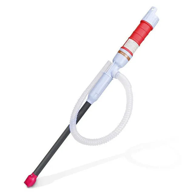 Blue manual hand siphon pump for fuel and oil transfer with PP construction.