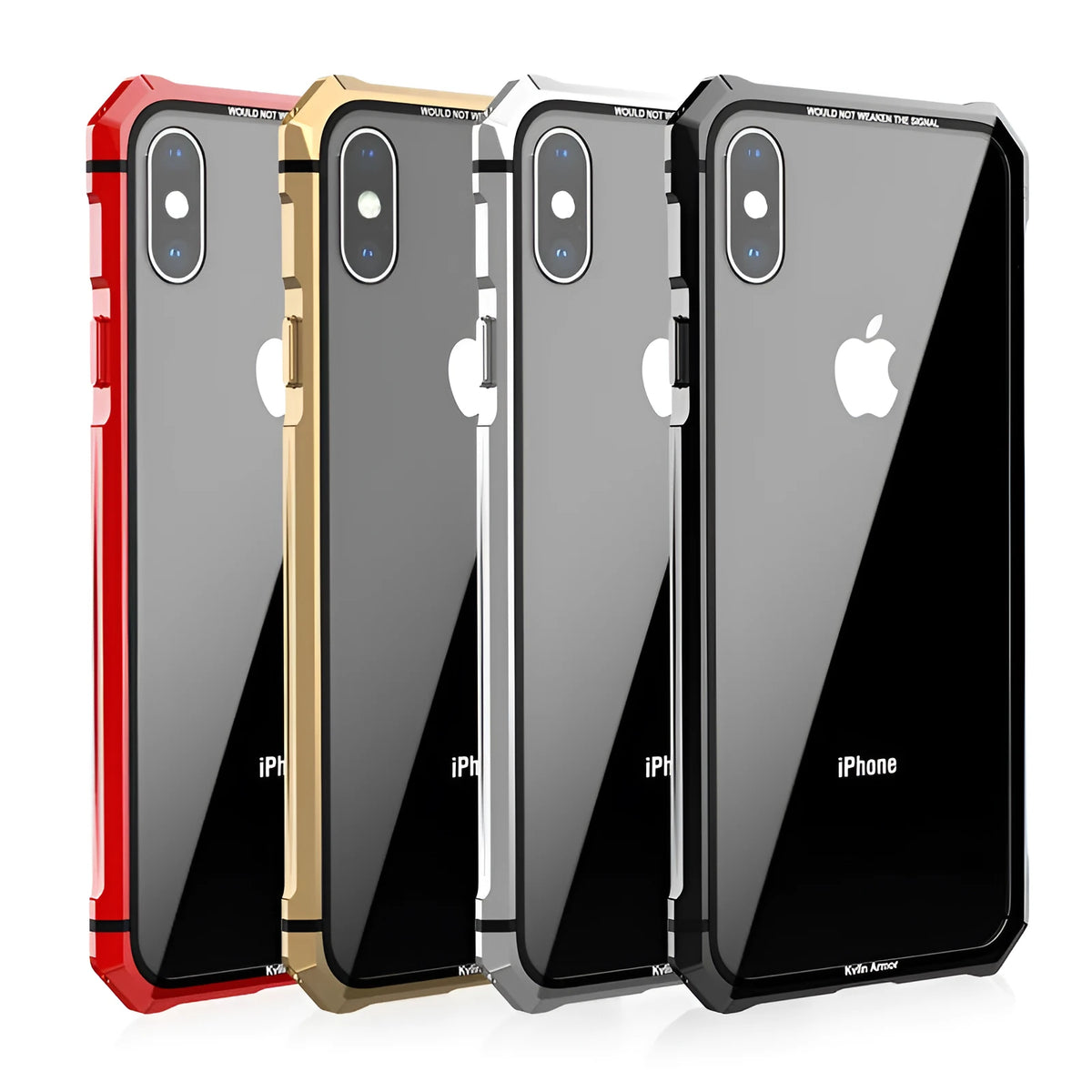 Transparent tempered glass phone case with metal aluminium frame in solid colour for iPhone XR