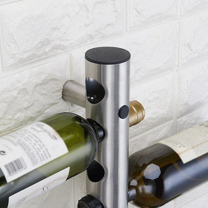 Stainless steel wall-mounted wine rack with 8 or 12 hole options for elegant wine storage