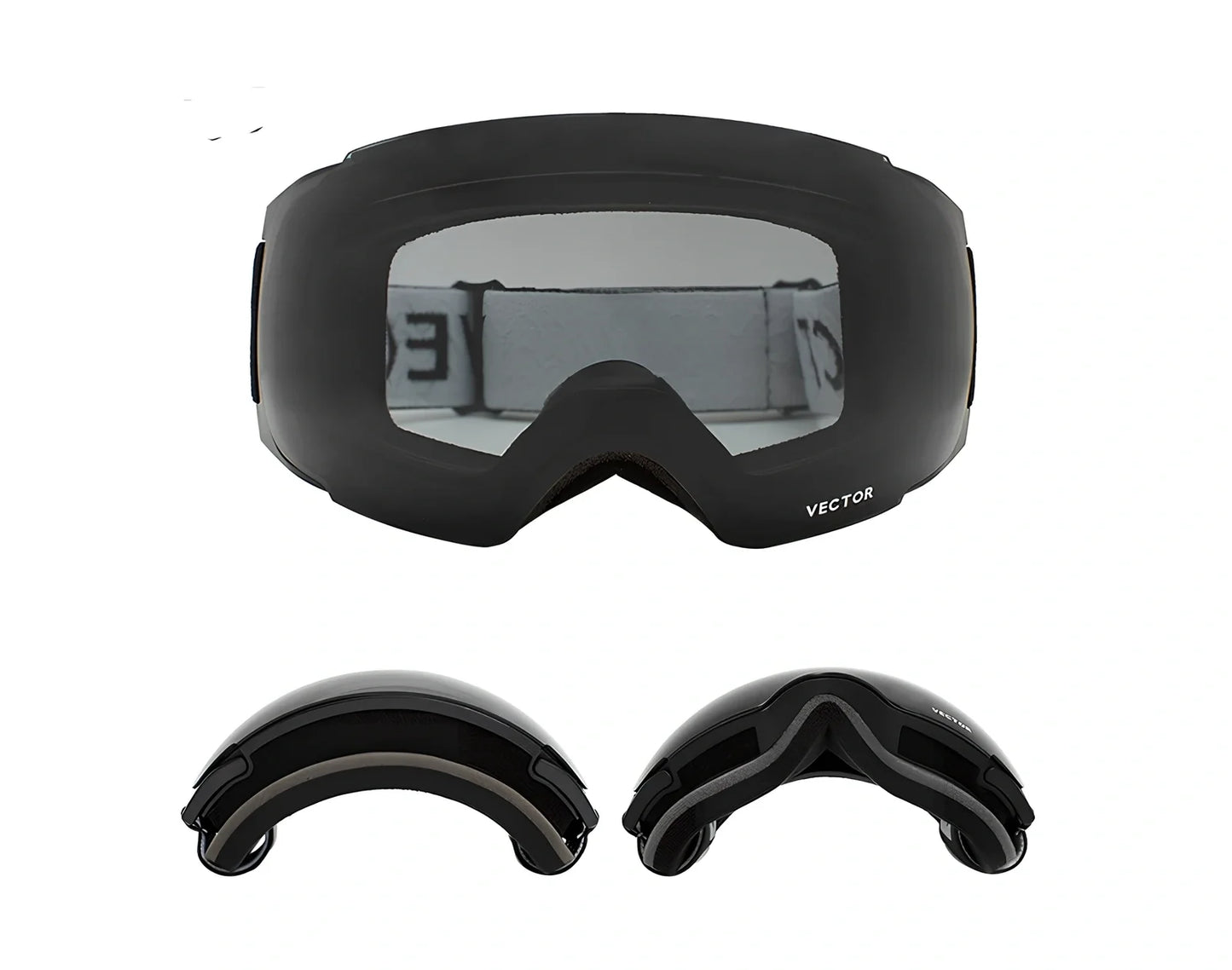 Compass blue ski goggles with double-layer anti-fog spherical lenses and magnetic attachments for men and women