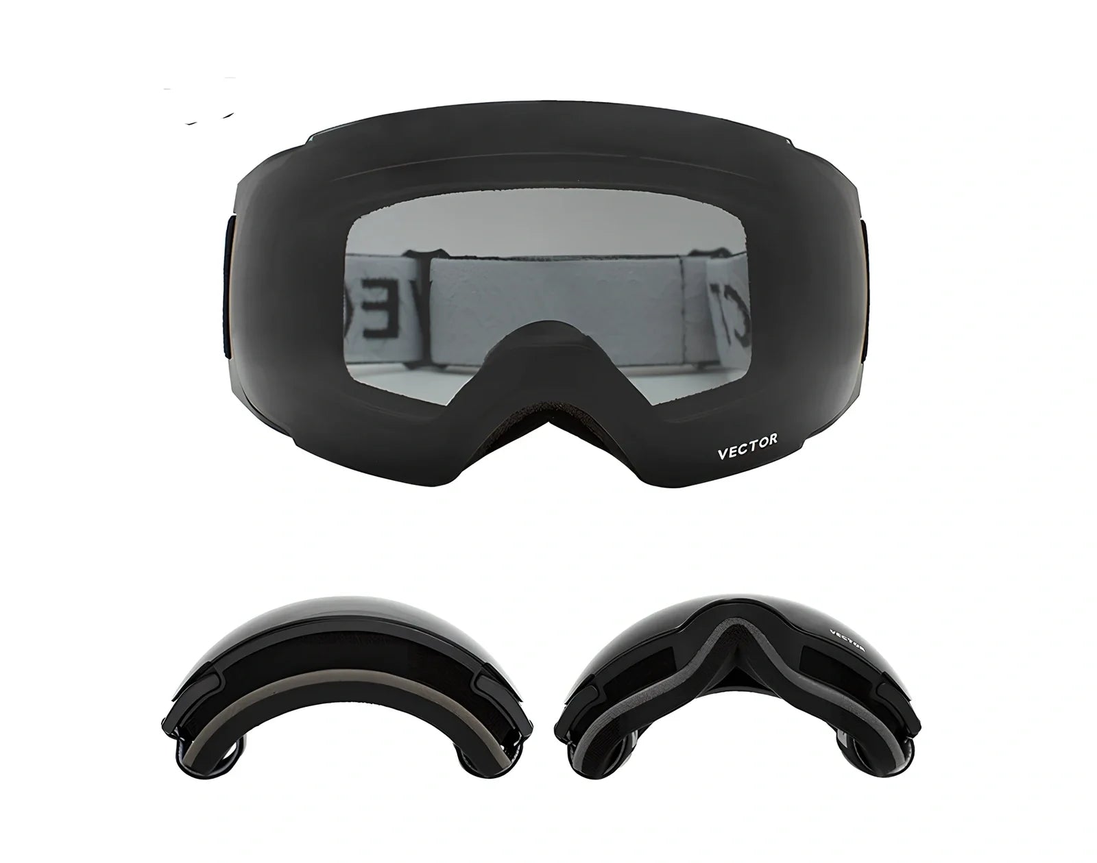 Compass blue ski goggles with double-layer anti-fog spherical lenses and magnetic attachments for men and women