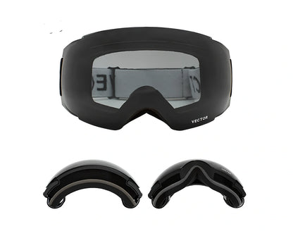 Compass blue ski goggles with double-layer anti-fog spherical lenses and magnetic attachments for men and women