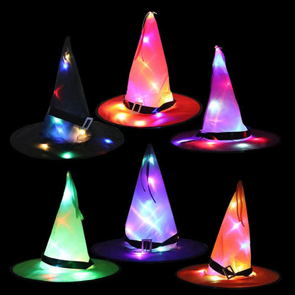 Glowing witch hat with LED lights for Halloween decor