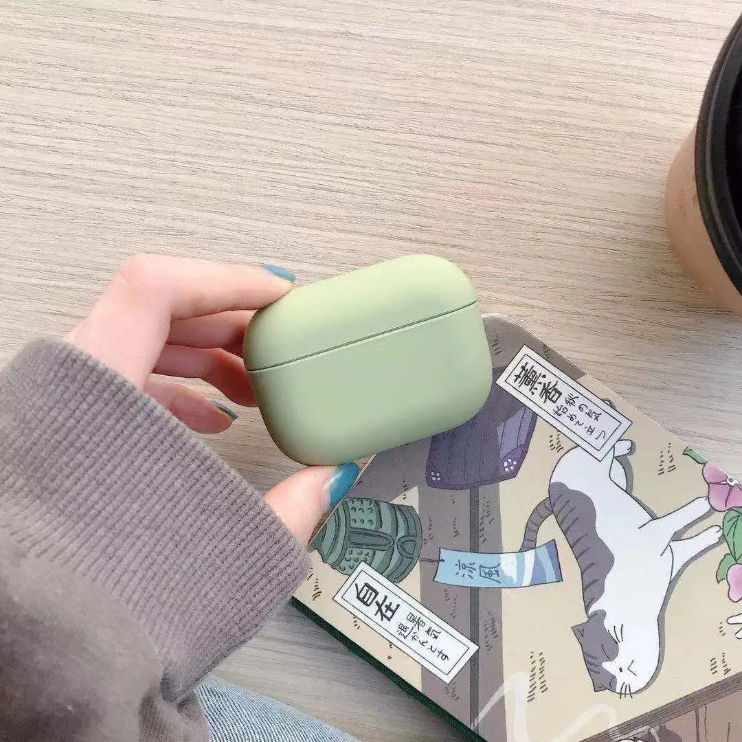 Plastic AirPods Pro protective case shown in available colours including black, red and mint green